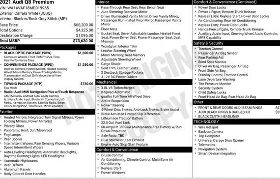 AUDI Q8 2021 WA1AVAF18MD019965 image AUDI Q8 2021 WA1AVAF18MD019965 image