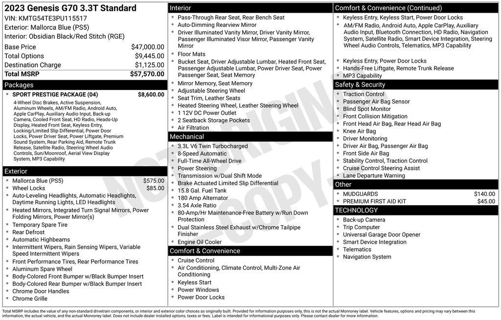 genesis g70 2023 KMTG54TE3PU115517 image genesis g70 2023 KMTG54TE3PU115517 image