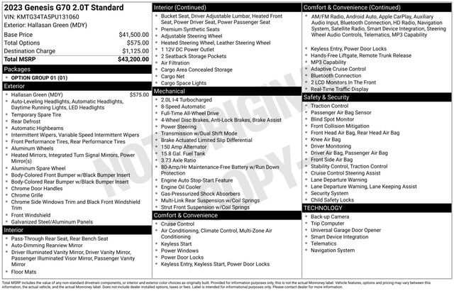 genesis g70 2023 KMTG34TA5PU131060 image genesis g70 2023 KMTG34TA5PU131060 image
