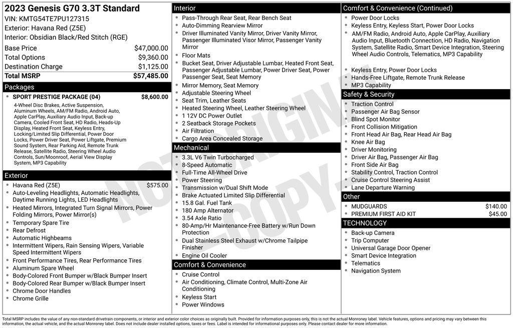 genesis g70 2023 KMTG54TE7PU127315 image genesis g70 2023 KMTG54TE7PU127315 image