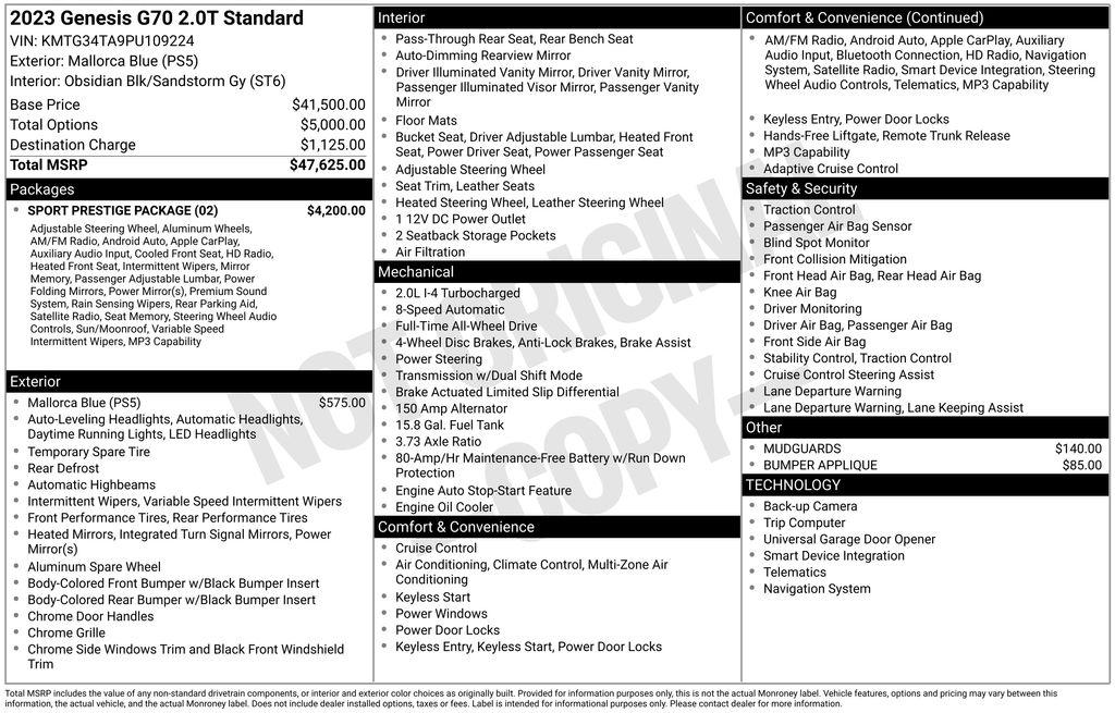 genesis g70 2023 KMTG34TA9PU109224 image genesis g70 2023 KMTG34TA9PU109224 image