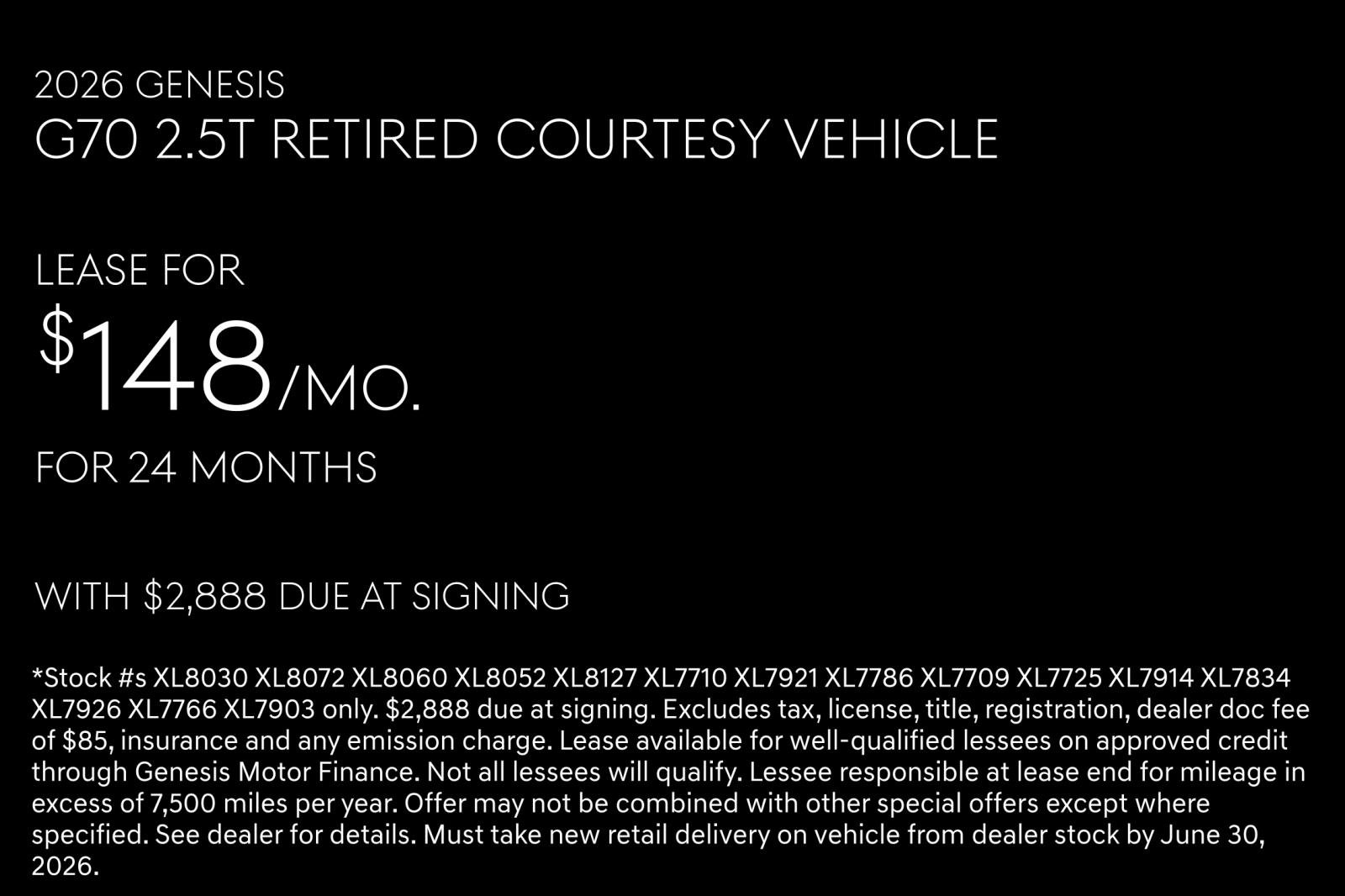 genesis g70 2026 KMTG14SC6TU170291 image genesis g70 2026 KMTG14SC6TU170291 image