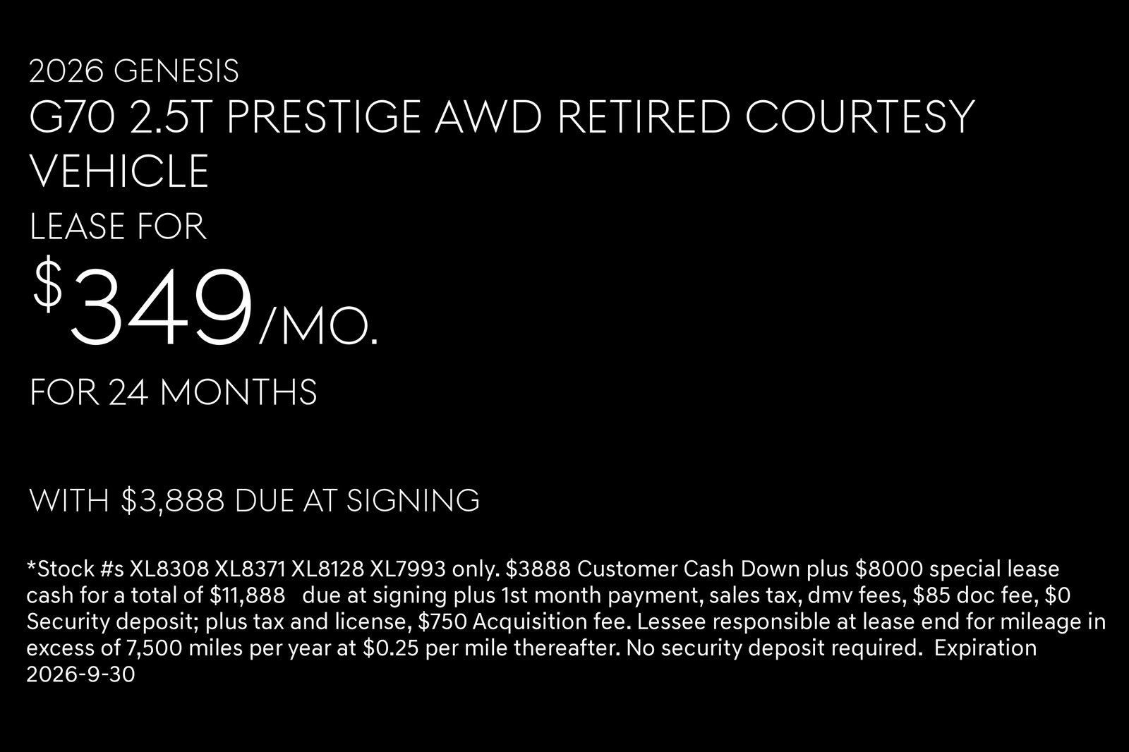 genesis g70 2026 KMTG34SC8TU169959 image genesis g70 2026 KMTG34SC8TU169959 image
