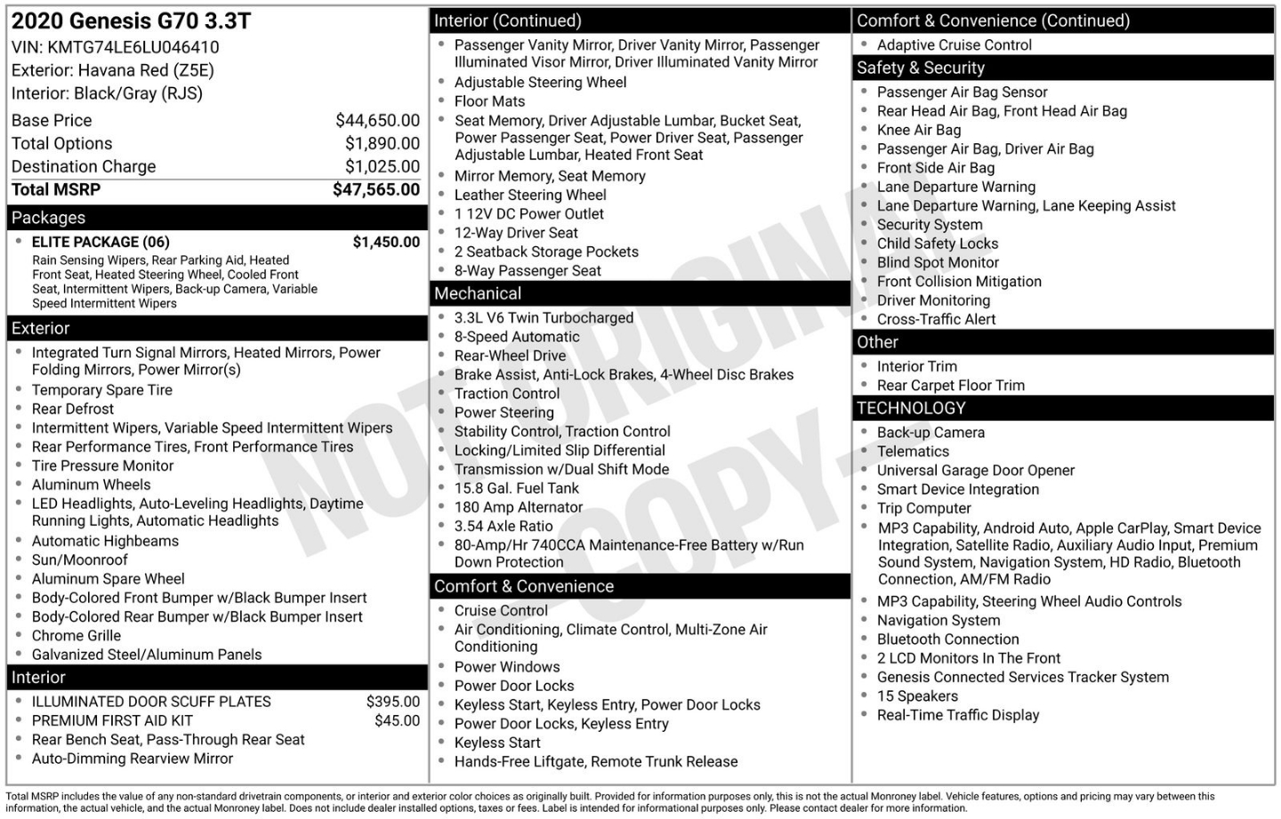 genesis g70 2020 KMTG74LE6LU046410 image genesis g70 2020 KMTG74LE6LU046410 image