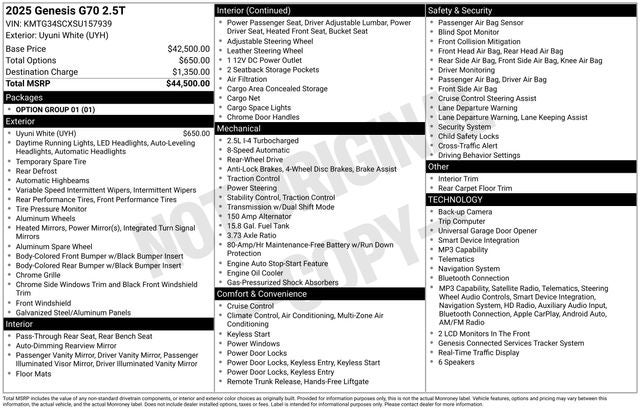 genesis g70 2025 KMTG34SCXSU157939 image genesis g70 2025 KMTG34SCXSU157939 image
