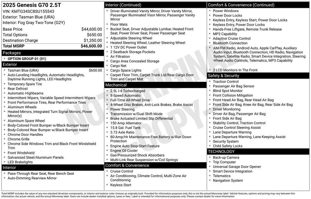 genesis g70 2025 KMTG34SC8SU155543 image genesis g70 2025 KMTG34SC8SU155543 image