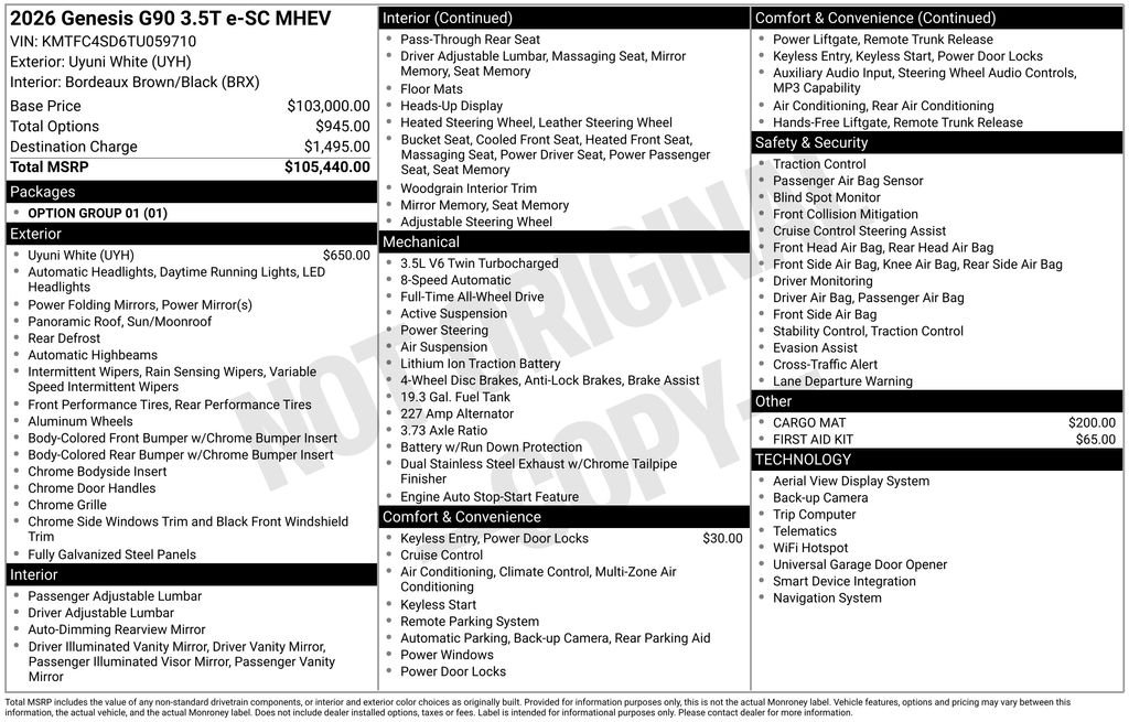 genesis g90 2026 KMTFC4SD6TU059710 image genesis g90 2026 KMTFC4SD6TU059710 image