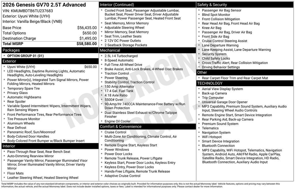 genesis gv70 2026 KMUMBDTB6TU237683 image genesis gv70 2026 KMUMBDTB6TU237683 image