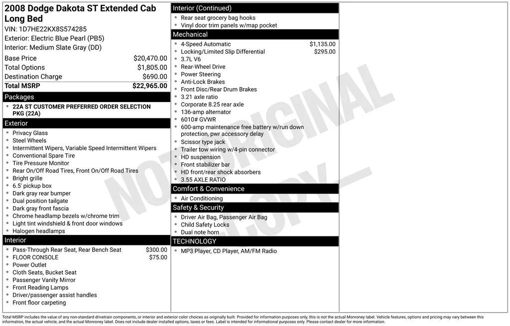 dodge dakota 2008 1D7HE22KX8S574285 image dodge dakota 2008 1D7HE22KX8S574285 image