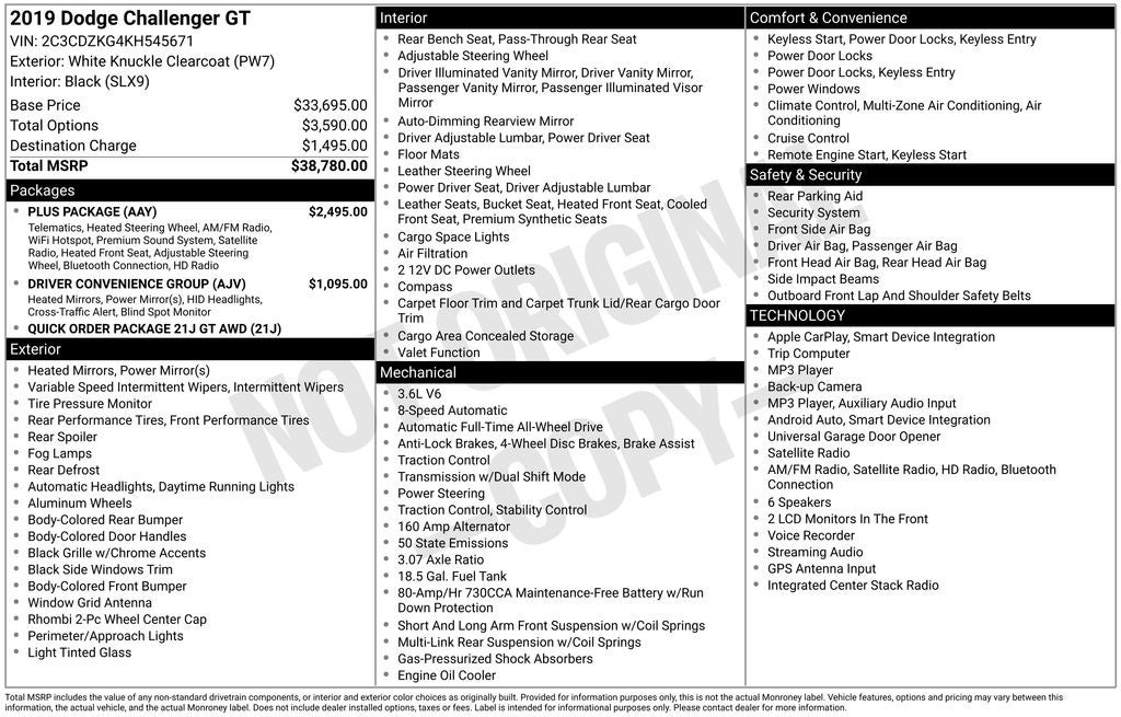 dodge challenger 2019 2C3CDZKG4KH545671 image dodge challenger 2019 2C3CDZKG4KH545671 image