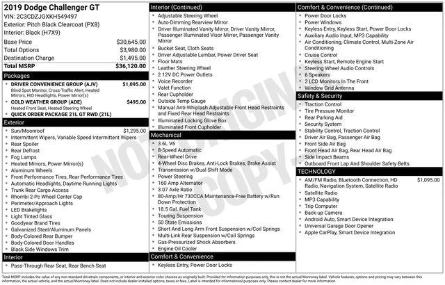 dodge challenger 2019 2C3CDZJGXKH549497 image dodge challenger 2019 2C3CDZJGXKH549497 image