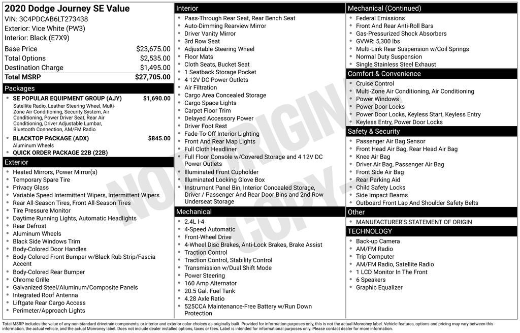 dodge journey 2020 3C4PDCAB6LT273438 image dodge journey 2020 3C4PDCAB6LT273438 image