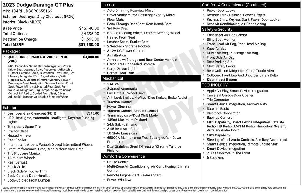 dodge durango 2023 1C4RDJDG6PC655166 image dodge durango 2023 1C4RDJDG6PC655166 image
