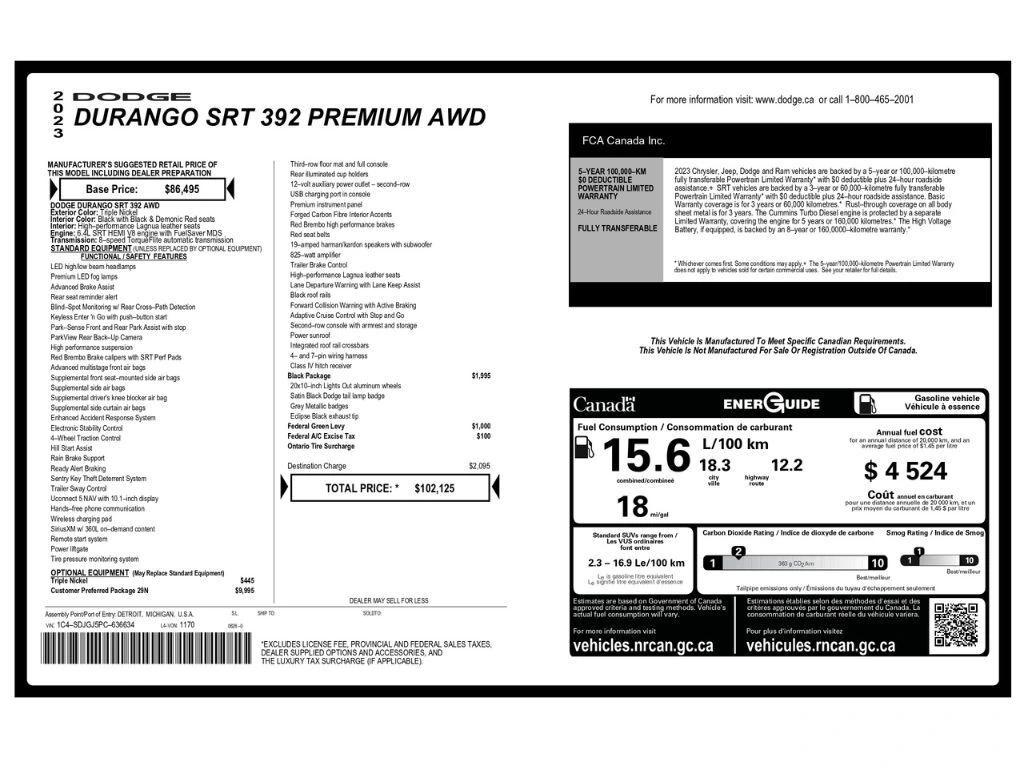 dodge durango 2023 1C4SDJGJ5PC636634 image dodge durango 2023 1C4SDJGJ5PC636634 image