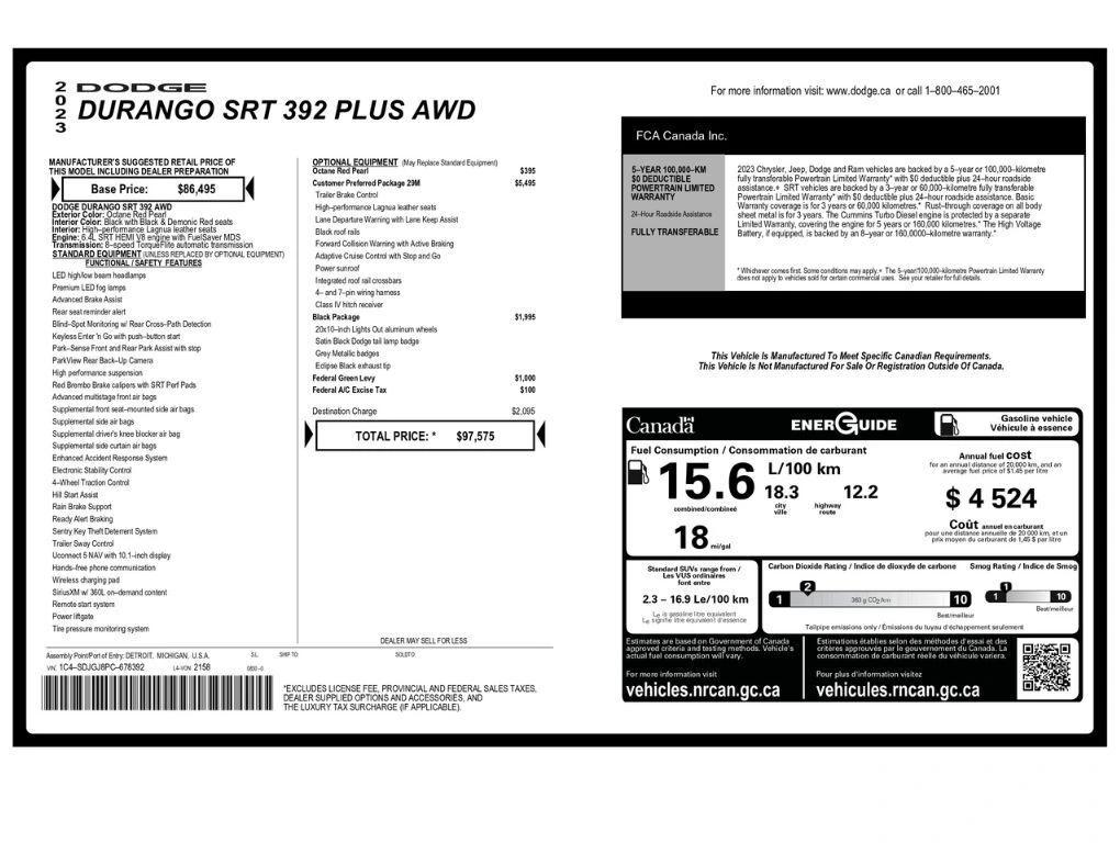 dodge durango 2023 1C4SDJGJ8PC678392 image dodge durango 2023 1C4SDJGJ8PC678392 image