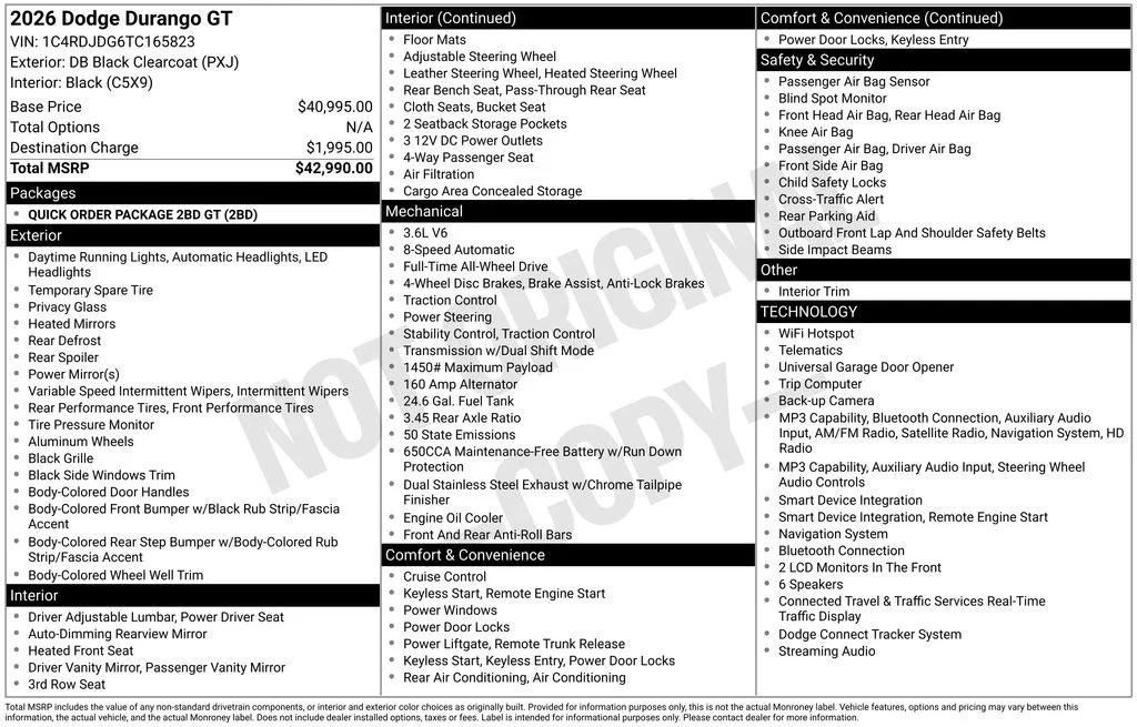 dodge durango 2026 1C4RDJDG6TC165823 image dodge durango 2026 1C4RDJDG6TC165823 image
