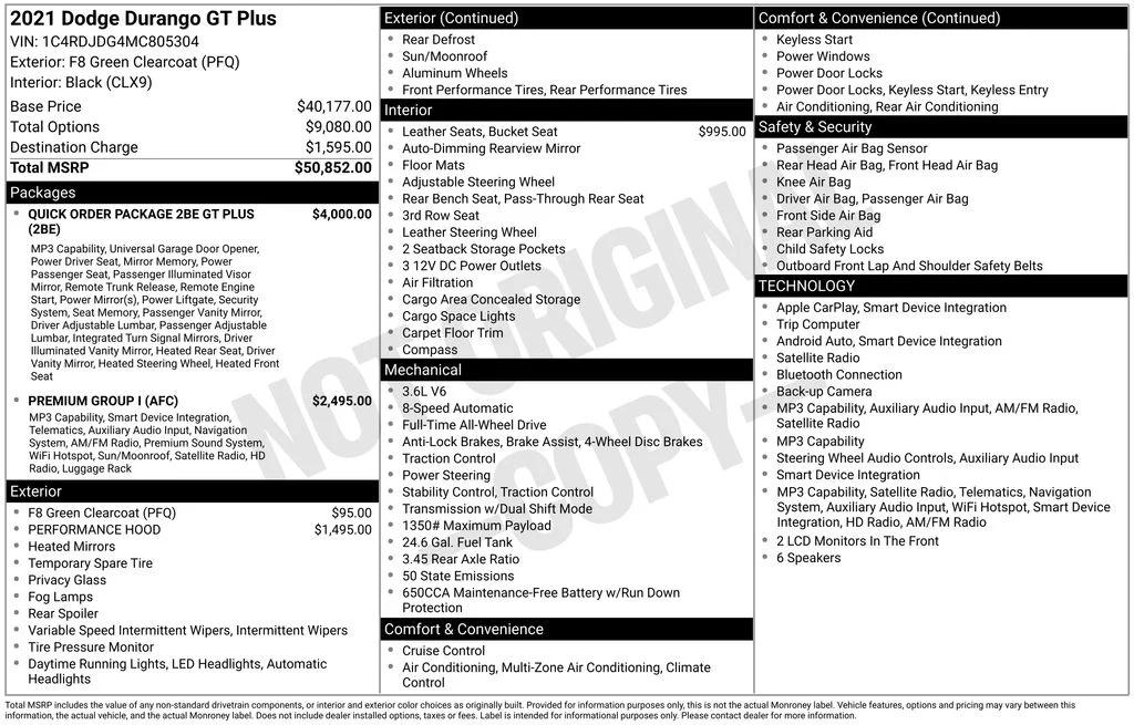 dodge durango 2021 1C4RDJDG4MC805304 image dodge durango 2021 1C4RDJDG4MC805304 image