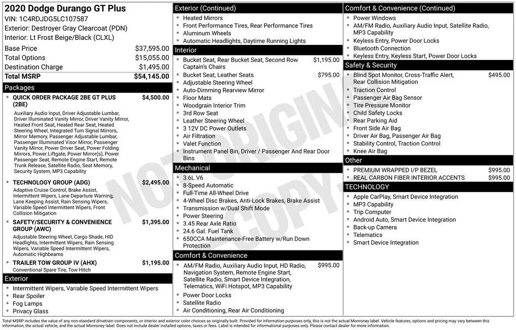 dodge durango 2020 1C4RDJDG5LC107587 image dodge durango 2020 1C4RDJDG5LC107587 image