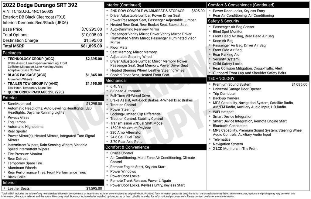 dodge durango 2022 1C4SDJGJ4NC156033 image