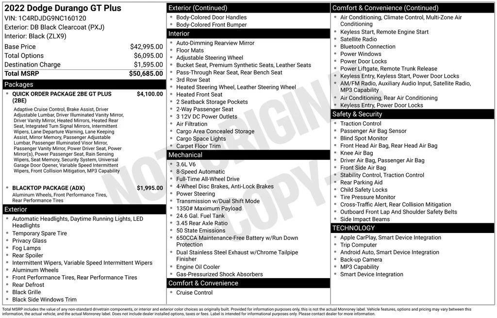 dodge durango 2022 1C4RDJDG9NC160120 image dodge durango 2022 1C4RDJDG9NC160120 image