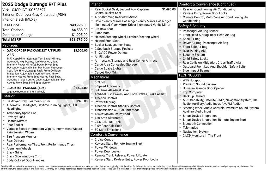 dodge durango 2025 1C4SDJCT1SC523697 image dodge durango 2025 1C4SDJCT1SC523697 image