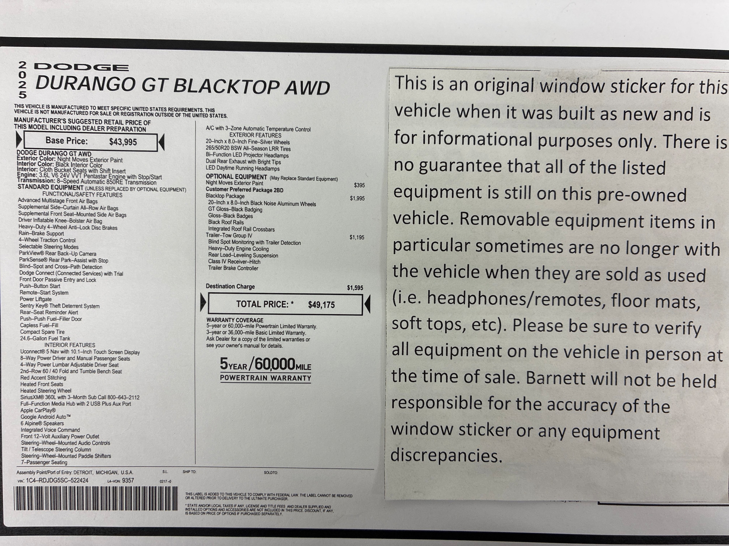 dodge durango 2025 1C4RDJDG5SC522424 image dodge durango 2025 1C4RDJDG5SC522424 image