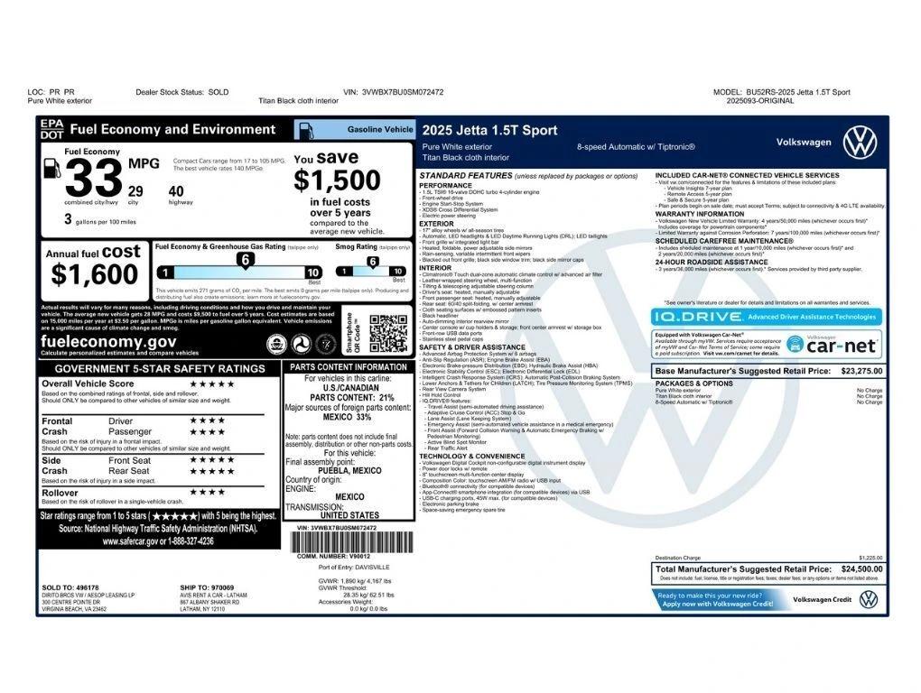 volkswagen jetta 2025 3VWBX7BU0SM072472 image volkswagen jetta 2025 3VWBX7BU0SM072472 image