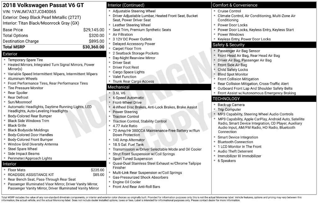 volkswagen passat 2018 1VWJM7A37JC040065 image volkswagen passat 2018 1VWJM7A37JC040065 image