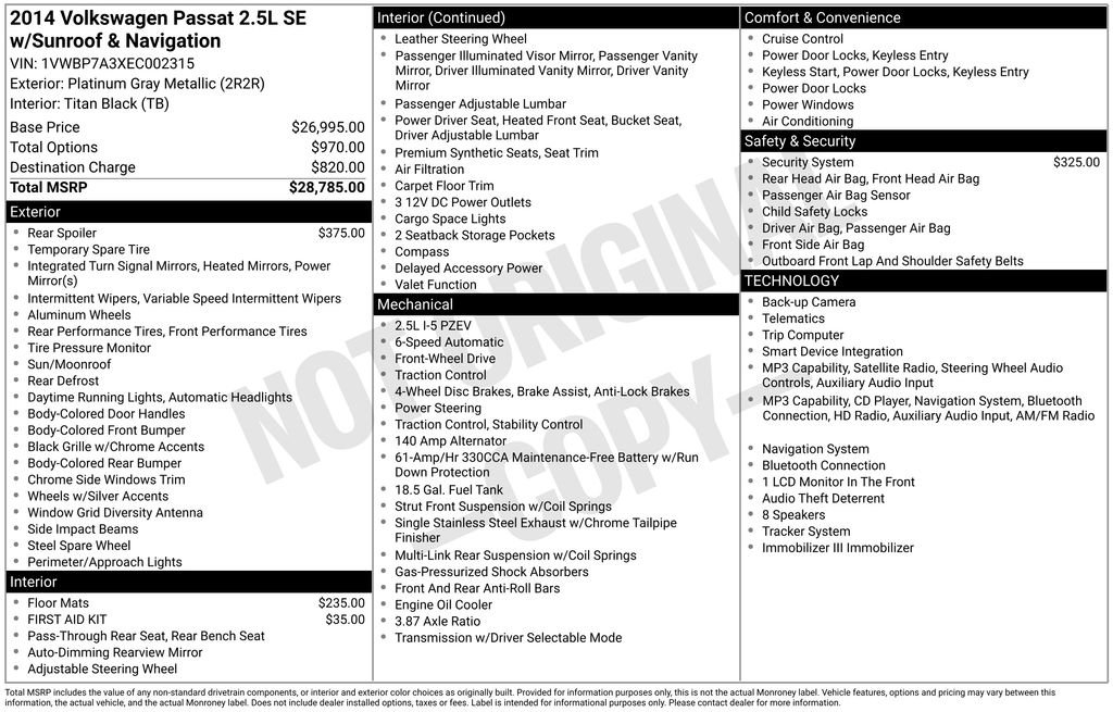volkswagen passat 2014 1VWBP7A3XEC002315 image volkswagen passat 2014 1VWBP7A3XEC002315 image