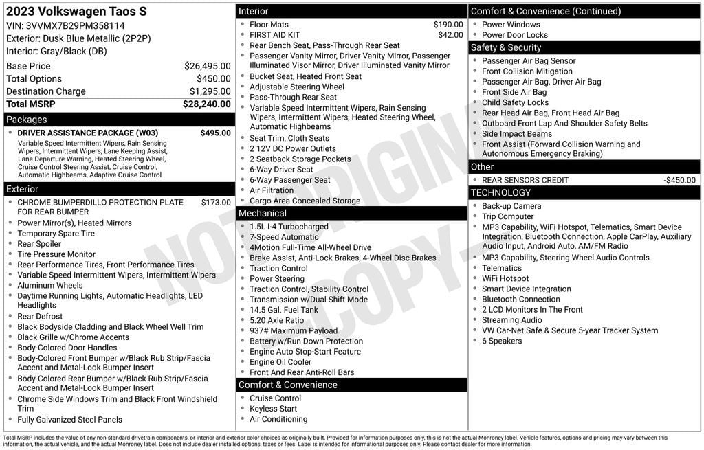 volkswagen taos 2023 3VVMX7B29PM358114 image volkswagen taos 2023 3VVMX7B29PM358114 image