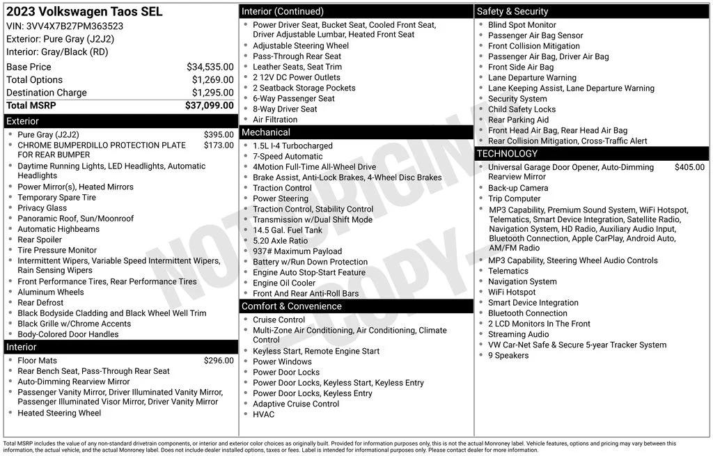 volkswagen taos 2023 3VV4X7B27PM363523 image volkswagen taos 2023 3VV4X7B27PM363523 image