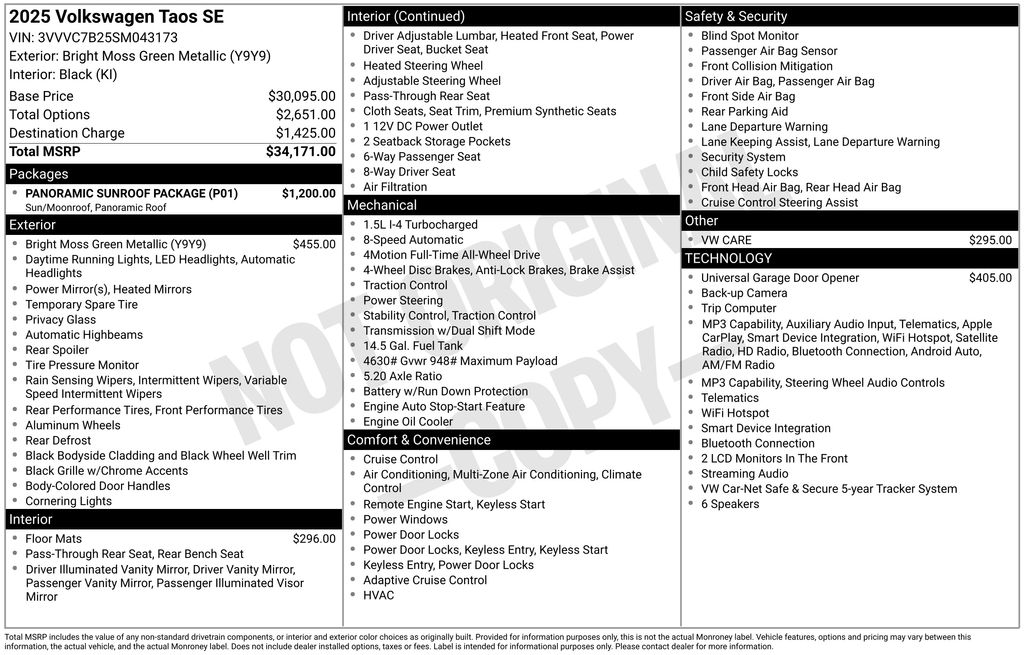 volkswagen taos 2025 3VVVC7B25SM043173 image volkswagen taos 2025 3VVVC7B25SM043173 image