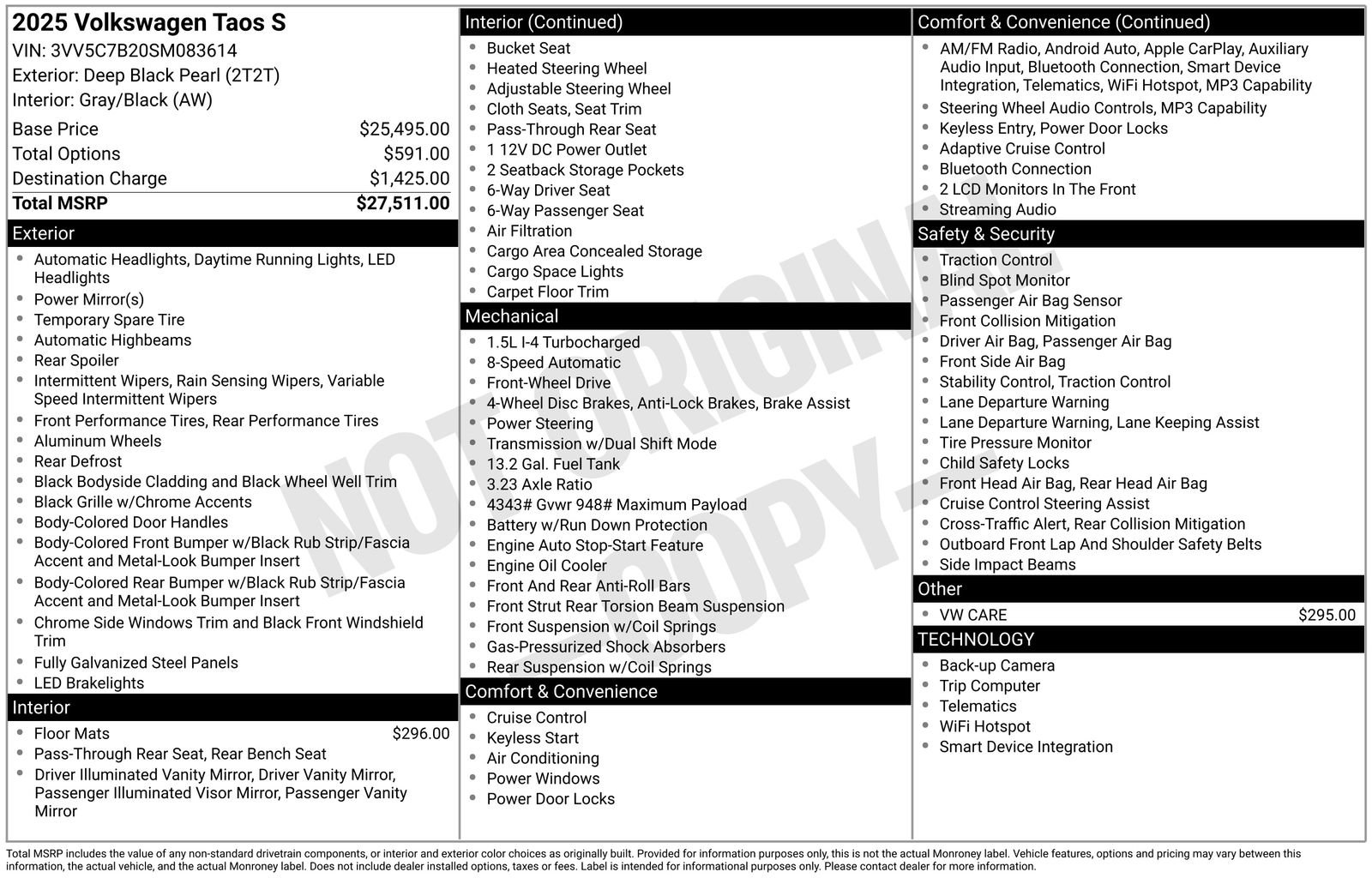 volkswagen taos 2025 3VV5C7B20SM083614 image volkswagen taos 2025 3VV5C7B20SM083614 image