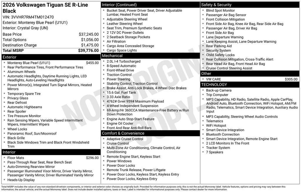volkswagen tiguan 2026 3VVHR7RM4TM012470 image volkswagen tiguan 2026 3VVHR7RM4TM012470 image