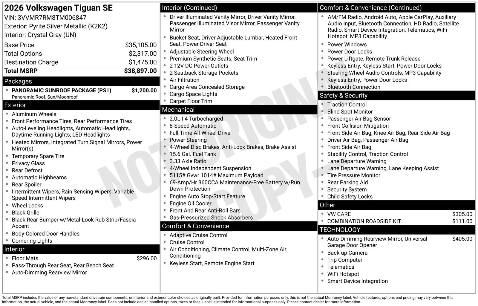 volkswagen tiguan 2026 3VVMR7RM8TM006847 image volkswagen tiguan 2026 3VVMR7RM8TM006847 image