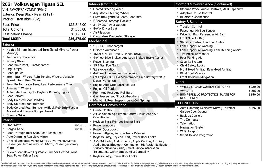 volkswagen tiguan 2021 3VV2B7AX7MM109647 image volkswagen tiguan 2021 3VV2B7AX7MM109647 image