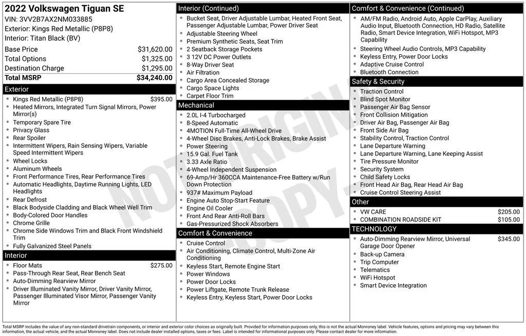 volkswagen tiguan 2022 3VV2B7AX2NM033885 image volkswagen tiguan 2022 3VV2B7AX2NM033885 image