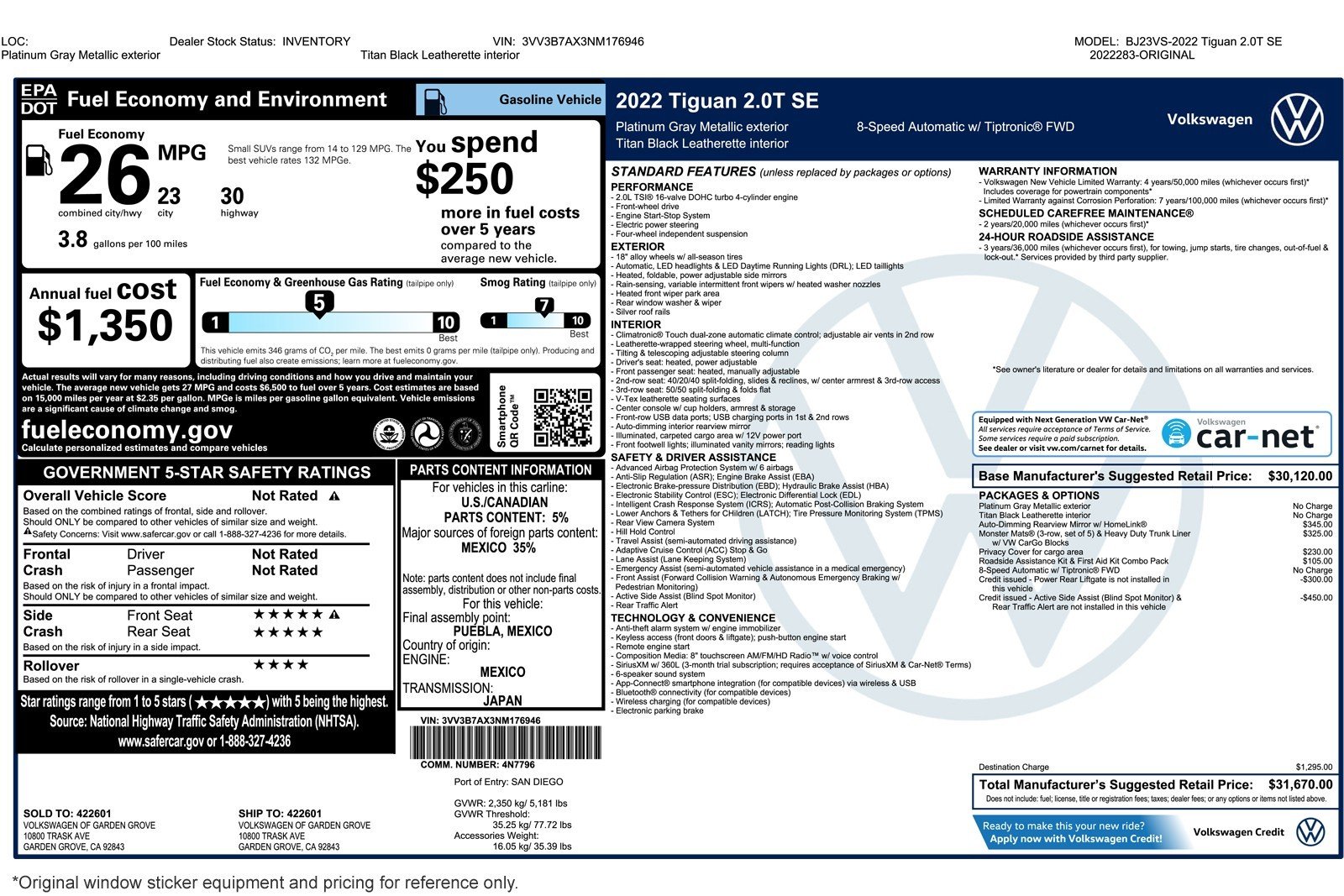 volkswagen tiguan 2022 3VV3B7AX3NM176946 image volkswagen tiguan 2022 3VV3B7AX3NM176946 image