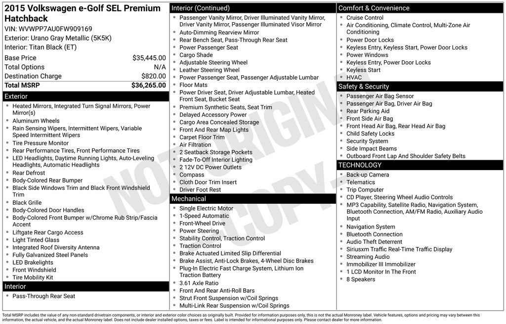 volkswagen e-golf 2015 WVWPP7AU0FW909169 image volkswagen e-golf 2015 WVWPP7AU0FW909169 image