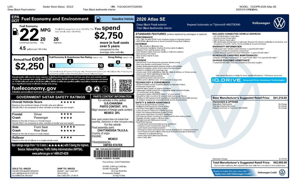 volkswagen atlas 2026 1V2LN2CAXTC526393 image volkswagen atlas 2026 1V2LN2CAXTC526393 image
