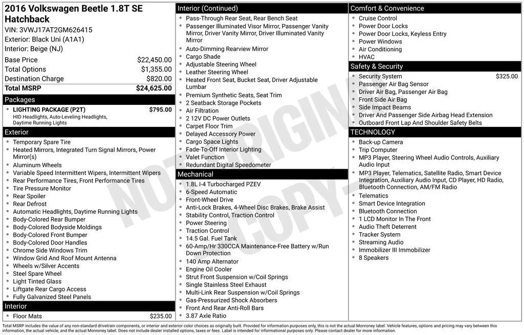 volkswagen beetle 2016 3VWJ17AT2GM626415 image volkswagen beetle 2016 3VWJ17AT2GM626415 image