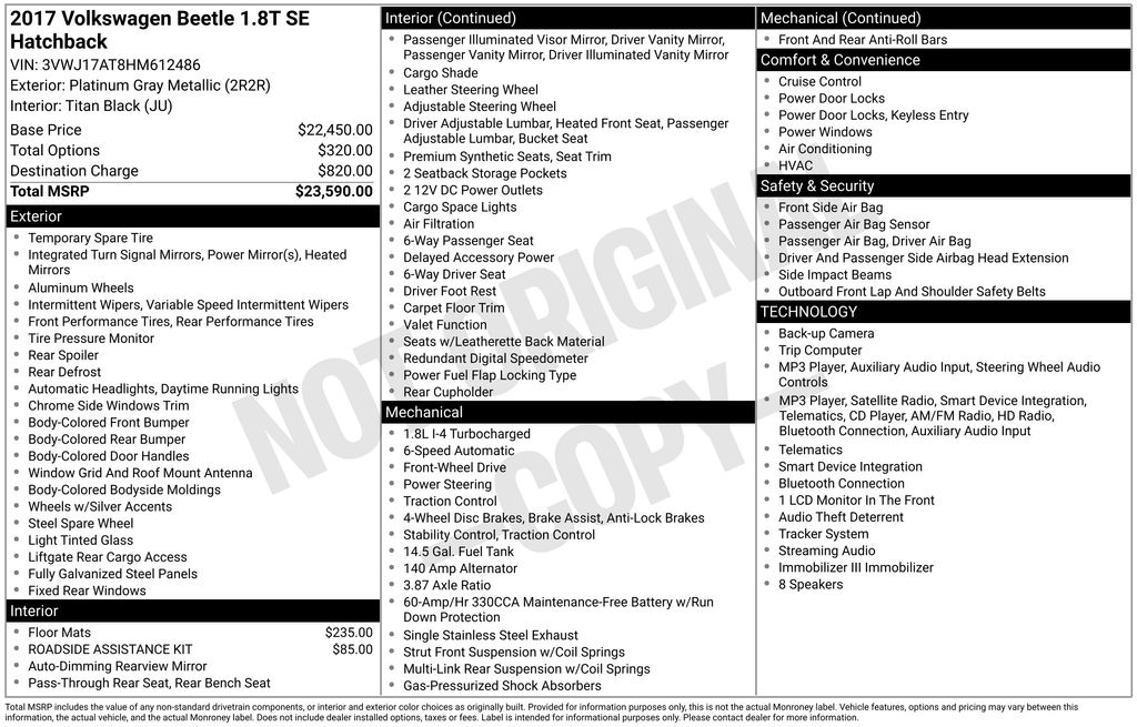 volkswagen beetle 2017 3VWJ17AT8HM612486 image volkswagen beetle 2017 3VWJ17AT8HM612486 image