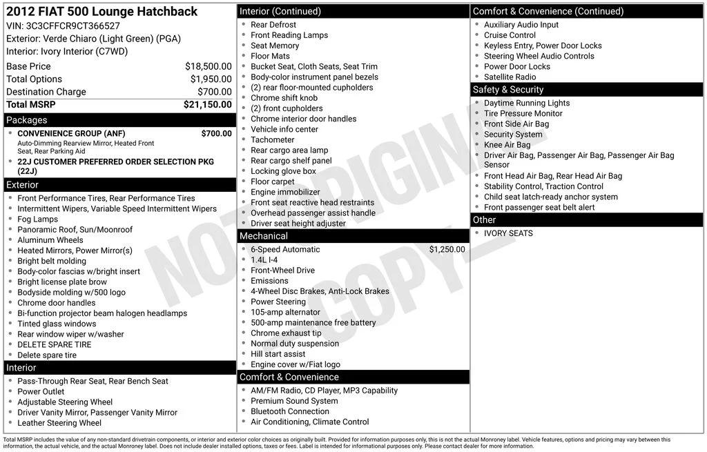 fiat 500 2012 3C3CFFCR9CT366527 image fiat 500 2012 3C3CFFCR9CT366527 image