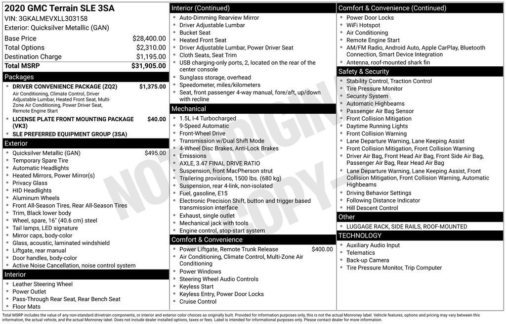 gmc terrain 2020 3GKALMEVXLL303158 image gmc terrain 2020 3GKALMEVXLL303158 image