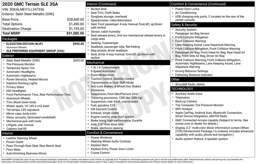 gmc terrain 2020 3GKALMEV1LL247336 image gmc terrain 2020 3GKALMEV1LL247336 image