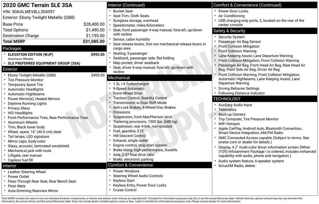 gmc terrain 2020 3GKALMEV8LL304597 image gmc terrain 2020 3GKALMEV8LL304597 image