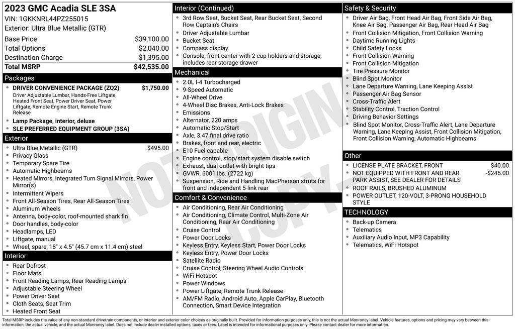 gmc acadia 2023 1GKKNRL44PZ255015 image gmc acadia 2023 1GKKNRL44PZ255015 image
