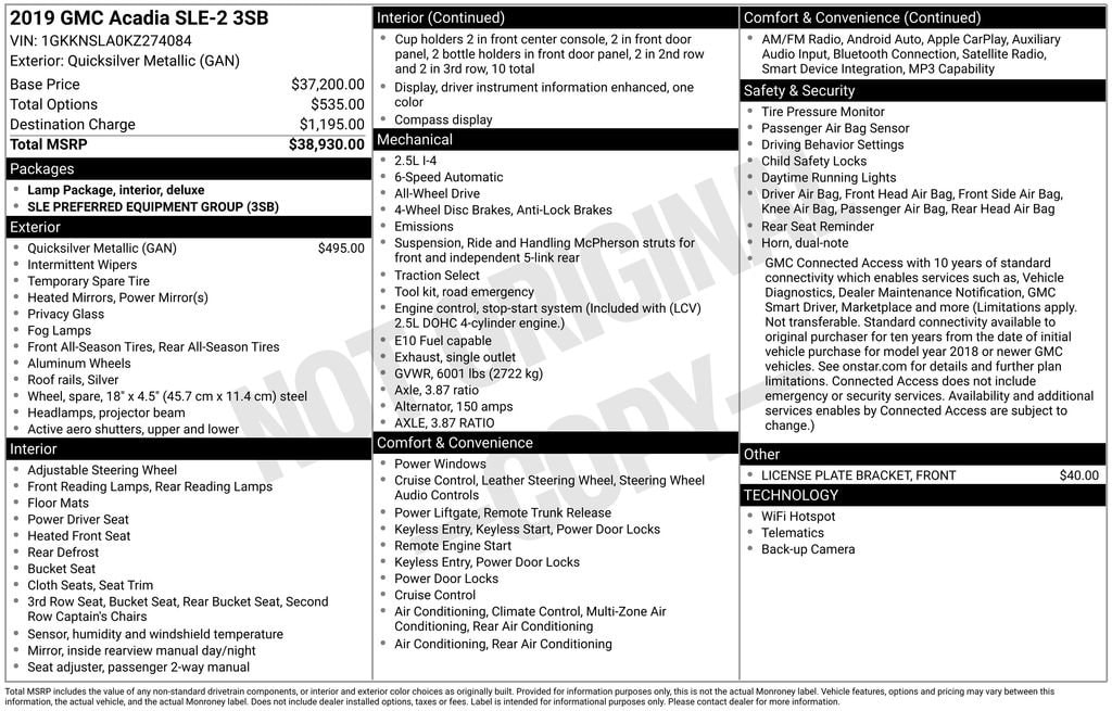 gmc acadia 2019 1GKKNSLA0KZ274084 image gmc acadia 2019 1GKKNSLA0KZ274084 image