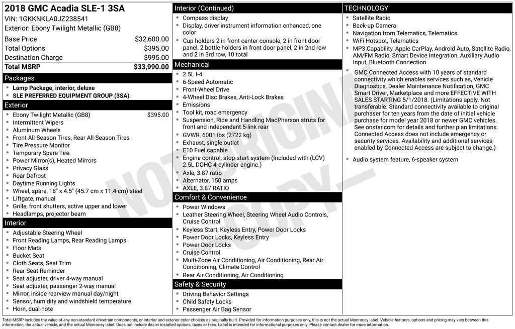 gmc acadia 2018 1GKKNKLA0JZ238541 image gmc acadia 2018 1GKKNKLA0JZ238541 image