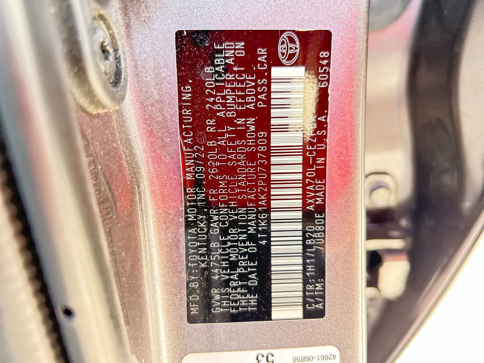 toyota camry 2023 4T1K61AK2PU737809 image toyota camry 2023 4T1K61AK2PU737809 image